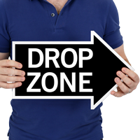 Drop Zone, Right Die-Cut Directional Sign
