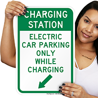 Electric Car Parking Only Sign (With Left Arrow)