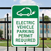 Electric Vehicle Parking Permit Required Sign