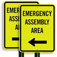Emergency Assembly Area Left Arrow Sign
