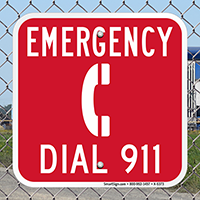 Emergency Dial 911 (With Graphic) Sign