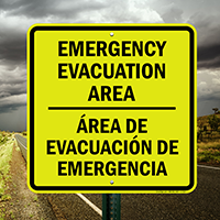 Bilingual Emergency Evacuation Area Sign