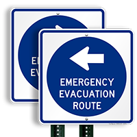 Emergency Evacuation Route Sign With Left Arrow Symbol
