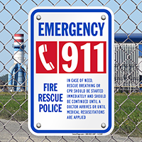 Emergency Fire Rescue Police CPR Sign
