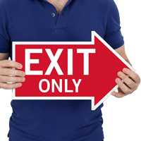 Exit Only, Right Die-Cut Directional Sign