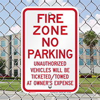 Fire Zone, No Parking Sign