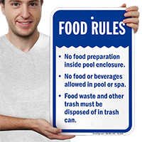 Food Rules Pool Safety Sign