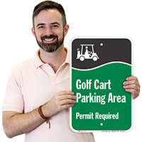 Golf Cart Parking Area Permit Required Sign