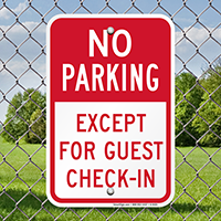 No Parking, Except For Guest Check-In Sign