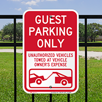 Guest Parking Only, Unauthorized Vehicles Towed Sign
