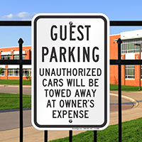 Guest Parking, Unauthorized Cars Towed Sign