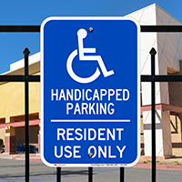 Handicapped Parking For Resident Use Only Sign