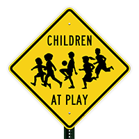 Children Playing with Ball Sign