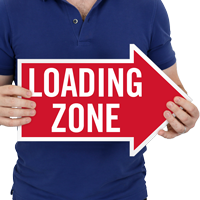 Loading Zone, Right Die-Cut Directional Sign