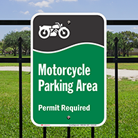 Motorcycle Parking Area Permit Required Sign