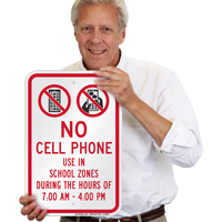 No Cell Phone In School Zone Sign