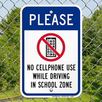 No Cellphone Use While Driving In School Sign