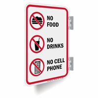 No Food Drinks Cell Phone Double Sided Sign