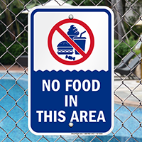 No Food In This Area Pool Safety Sign