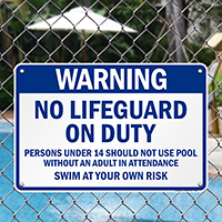 No Lifeguard On Duty Warning Sign