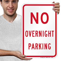 No Overnight Parking Aluminum Sign