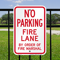No Parking at Fire Lane Sign