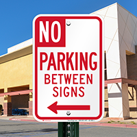 No Parking Between Signs, Left Arrow