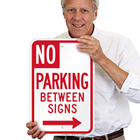 No Parking Between Signs, Right Arrow