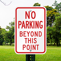 No Parking Beyond Point Sign