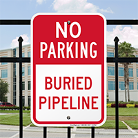 Buried Pipeline No Parking Sign