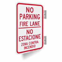 No Parking, Fire Lane, Bilingual Double-Sided Sign