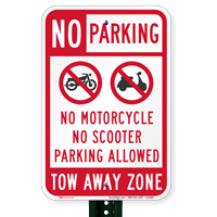 No Motorcycle and No Scooter Parking Allowed Sign