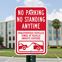 No Parking Or Standing Anytime Sign