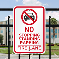 No Parking Or Stopping, Fire Lane Sign