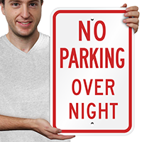 No Parking Overnight Sign