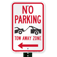 No Parking, Tow-Away Zone In Left Sign