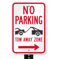 No Parking, Tow-Away Zone In Right Sign