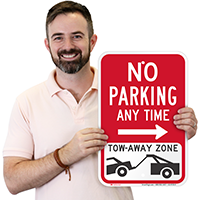 No Parking, Tow-Away Zone Right Arrow Sign