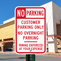 No Overnight Customer Parking Sign