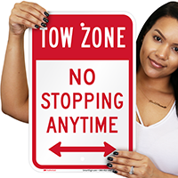 No Stopping Anytime Tow Zone Sign