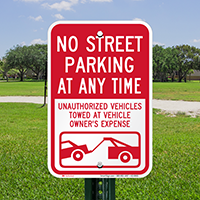 No Street Parking At Any Time Sign