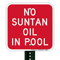 No Suntan Oil In Pool Sign