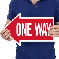One Way, Left Die-Cut Directional Sign