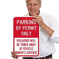 Parking By Permit Only, Violators Towed Away Sign