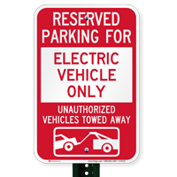 Reserved Parking For Electric Vehicle Only Sign