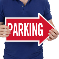 Parking, Right Die-Cut Directional Sign