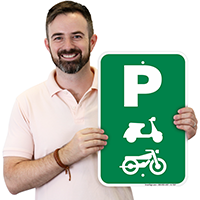 Parking Scooter and Bike with Graphic Signs