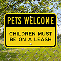 Funny Children On Leash Sign