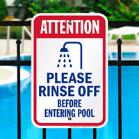 Please Rinse Off Before Entering Pool Sign