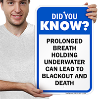 Prolonged Breath Holding Underwater Pool Sign